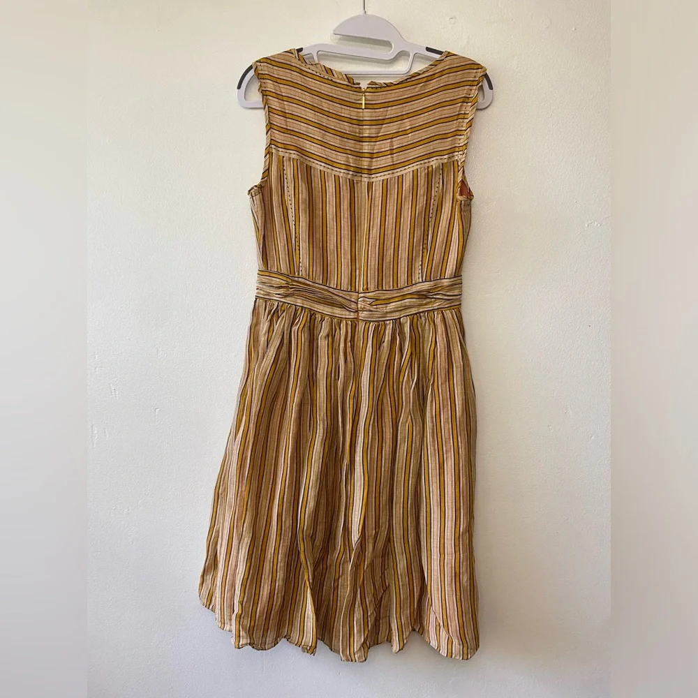 Tory Burch Striped Fit & Flare Midi Dress Short Sleeve Size 6